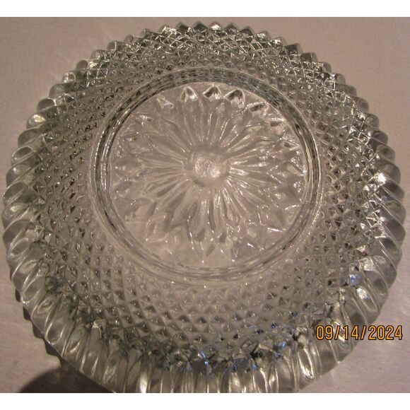VINTAGE MCM CUT GLASS ASHTRAY CRYSTAL? CLEAR GLASS TRINKET DISH - Picture 5 of 5